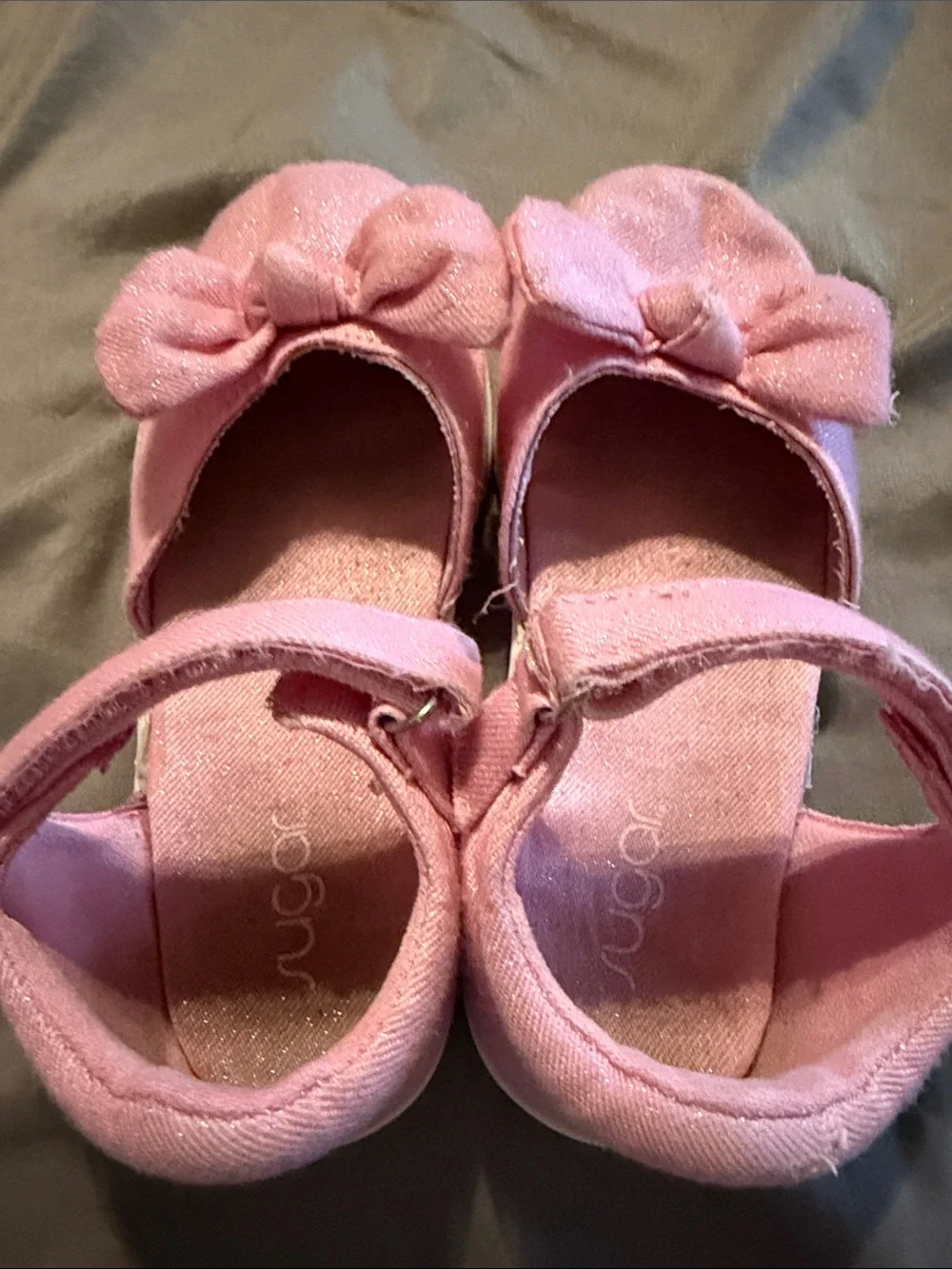 Sugar Pink Bow Mary Jane Canvas Shoes